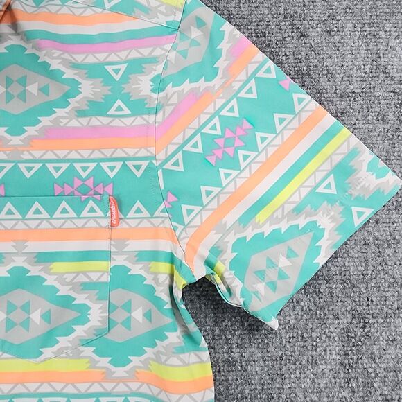 Chubbies Shirt Mens Small En Fuego Wild Short Sleeve Popover Polo Aztec Beach - Picture 14 of 16